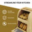 38" Potato Storage Bin, 3-Tier Roll Top Bread Box, Movable Wood Onion Storage with Wheels and 3 Cabinets, Vegetable Organization Cabinet for Kitchen-130367153