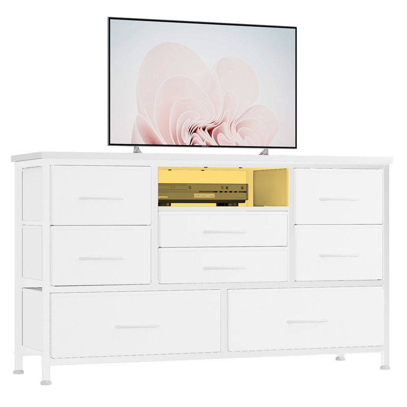 TV Stand for TVs up to 50", White leather, MDF