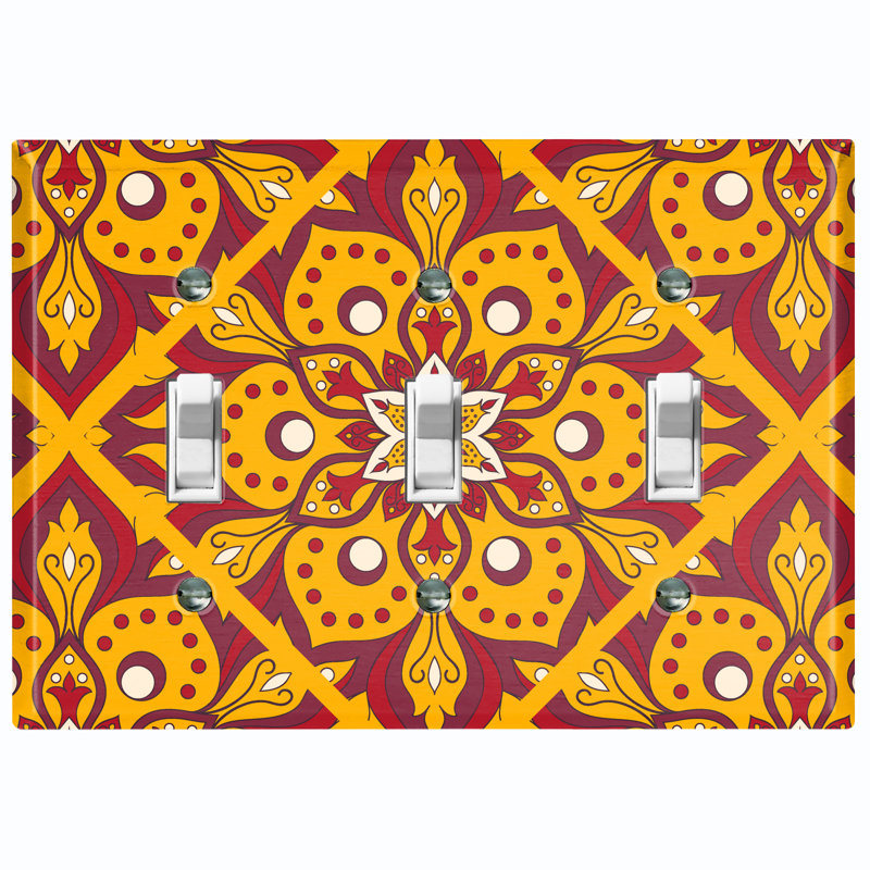 Patterned 3 - Gang Toggle Light Switch Standard Wall Plate