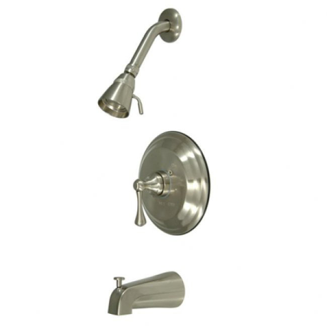 Volume Control Tub and Shower Faucet with Buckingham Lever Handles, Brushed Nickel