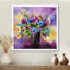 Bouquet vif de fleurs printanières sur fond mauve - reproduction d'art sur toile-55634678-55634683-116161537