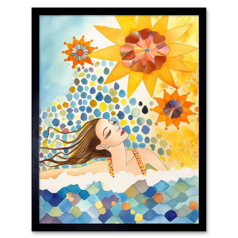Abstract Sea Swimming Bathroom - Single Picture Frame Print