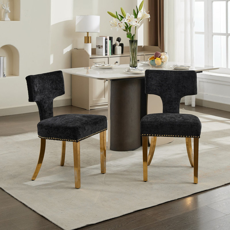 Ensemble de 2 chaises de salle à manger de style Mid-Century moderne, Noir