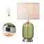 Lampe de table en verre 18,9 "avec ports de charge USB et ampoule à intensité variable-1310815663