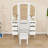 Makeup Vanity Desk with Triple Mirror, 6 Drawers, Shelf and Upholstered Stool
