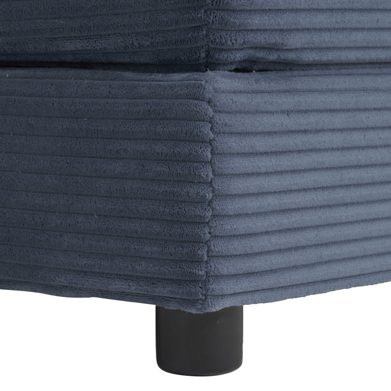 Roomfitters 70 Inch Modern Modular Sofa Couch with Two Pillows, Soft Corduroy Fabric, Blue