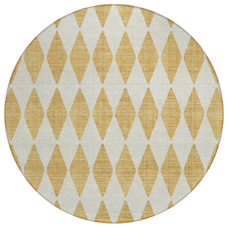 Fayme Washable Geometric Indoor / Outdoor Rug, Round 8'