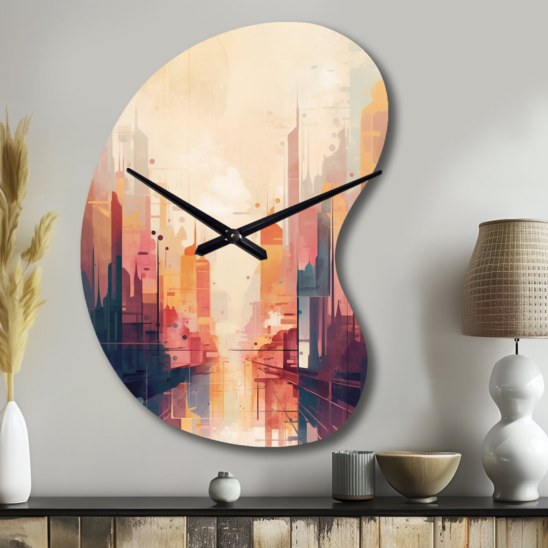 Horloge murale 3D Modern Cubism Cityscape I - Boom Shape City, Petit