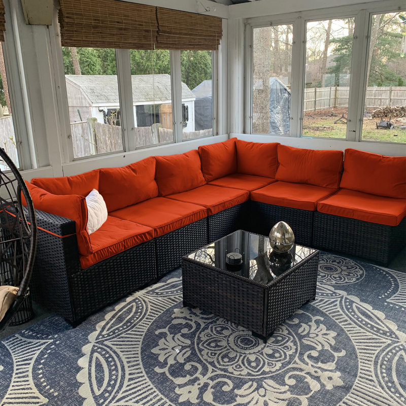 Outdoor 4” Cushion Covers Set Patio Furniture Cushion Covers, Only Covers, Orange