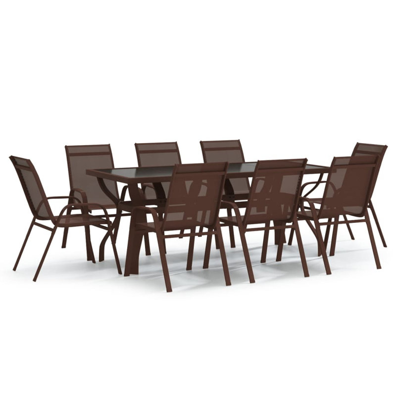 Haverstraw Dining Set, 27.6" H x 70.9" W x 31.5" D, 8, Brown