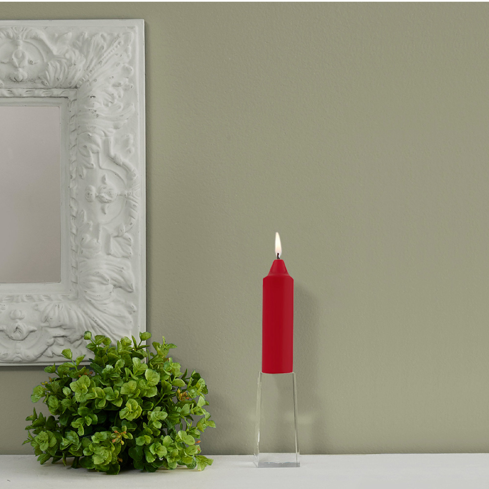 Smooth Collenette Unscented Taper Candle, Red, 5" H x 1.25" W x 1.25" D