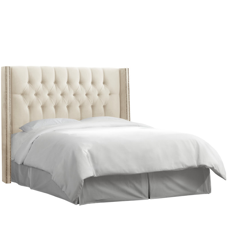 Knighten Upholstered Headboard, Full, Luxe Snow Velvet