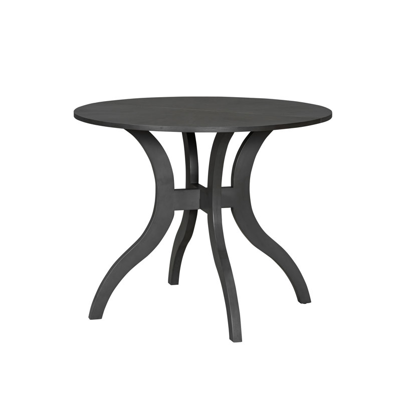 Table ronde de 39,4 po en chêne gris de qualité, fabriquée pour des années d'utilisation avec des pieds et un piédestal cannelé gris, convient à 2 à 4 personnes