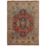 Antique Weave Serapi Oriental Hand-Knotted Wool Rust/Blue/Navy Area Rug