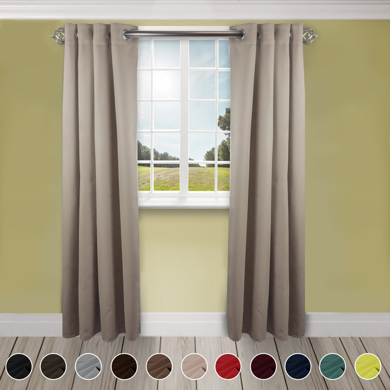 Panneau de rideau simple obscurcissant synthétique avec œillets Polen Drapery, 150 po x 96 po, Beige