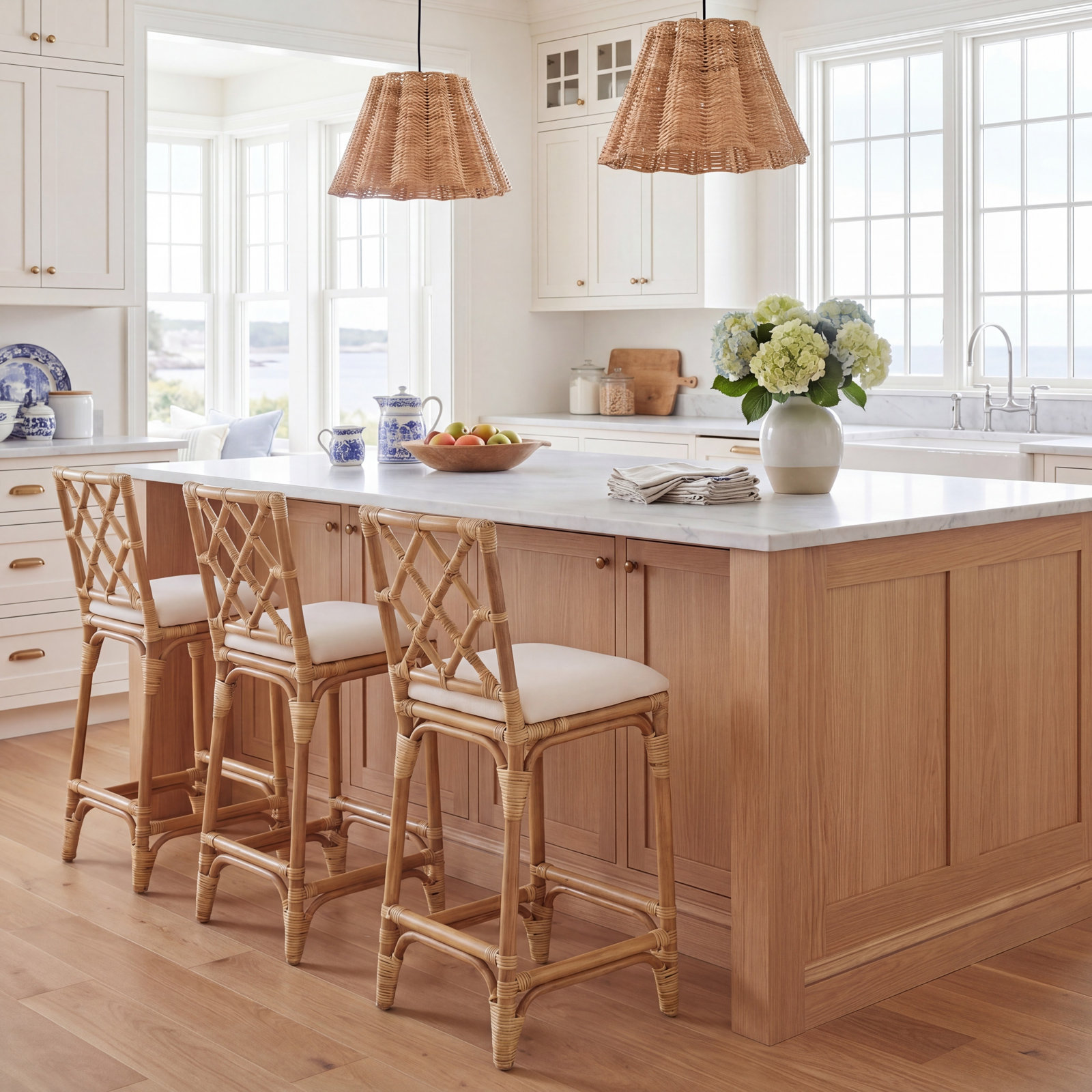 Peoria Barstool with Cushion, Honey Brown Wash