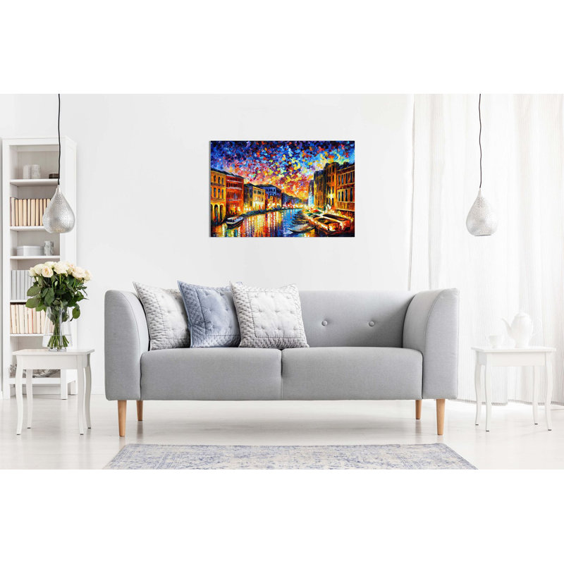 Venice Grand Canal by Leonid Afremov - Wrapped Canvas Painting, 20cm H x 31cm W