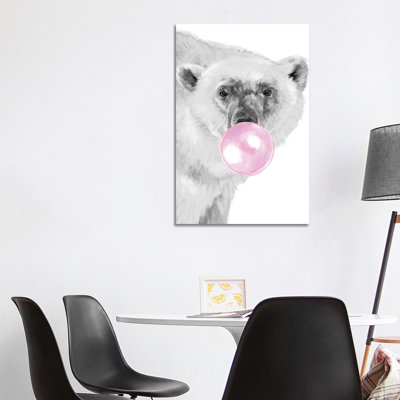 Bubble Gum Polar Bear 1 Piece Wrapped Canvas Wall Art