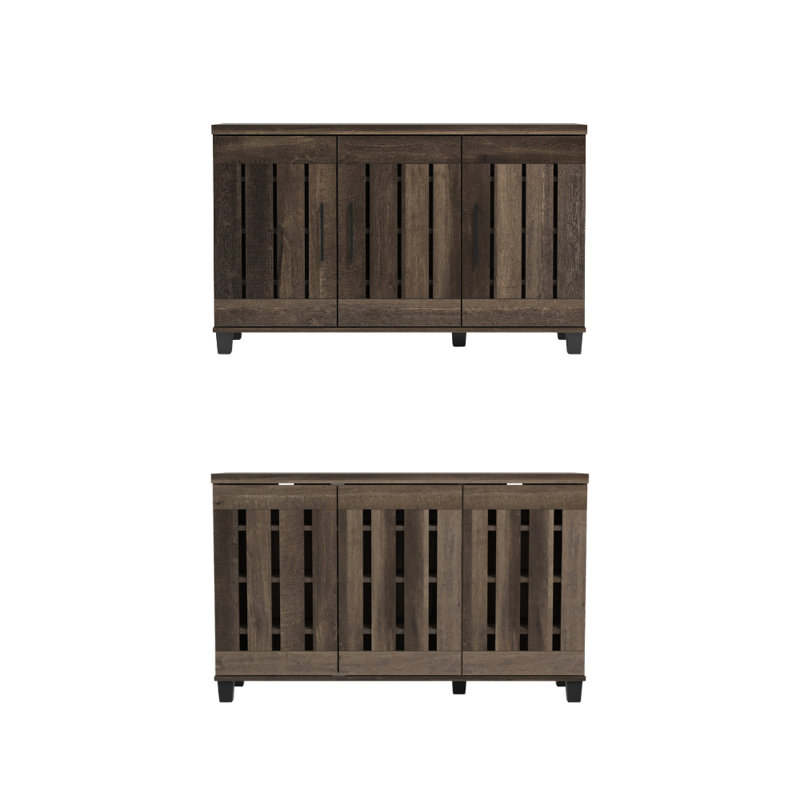Banos Transitional 32 Pair Shoe Storage Set, Dark Dusty Oak