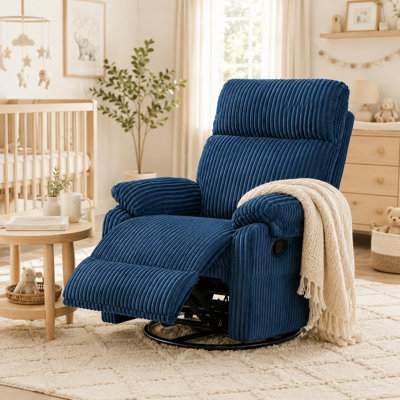 Petit fauteuil berçant manuel inclinable pour chambre de bébé / détente, bleu