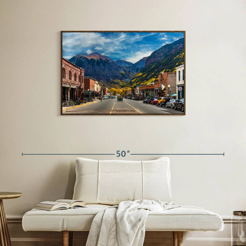 Petite ville de Telluride, 37 po x 25 po, Cadre flottant noyer