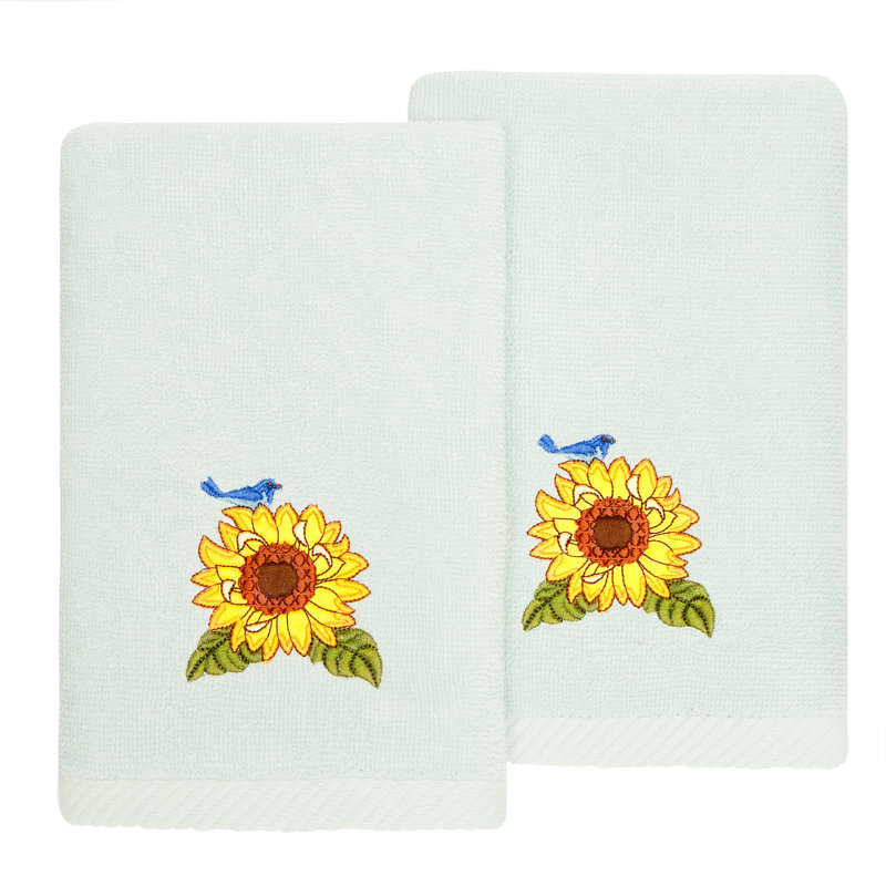  2 Piece 100% Turkish Cotton Fingertip Towel Set, Aqua