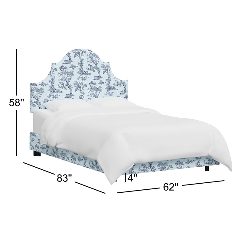 Red from Scalamandre Crafted by Cloth & Company Geneva Bed in Pattern, Scm Toile Blue Linen, Queen