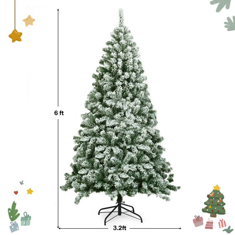 Arbre de Noël artificiel pin floqué, H 6 pi