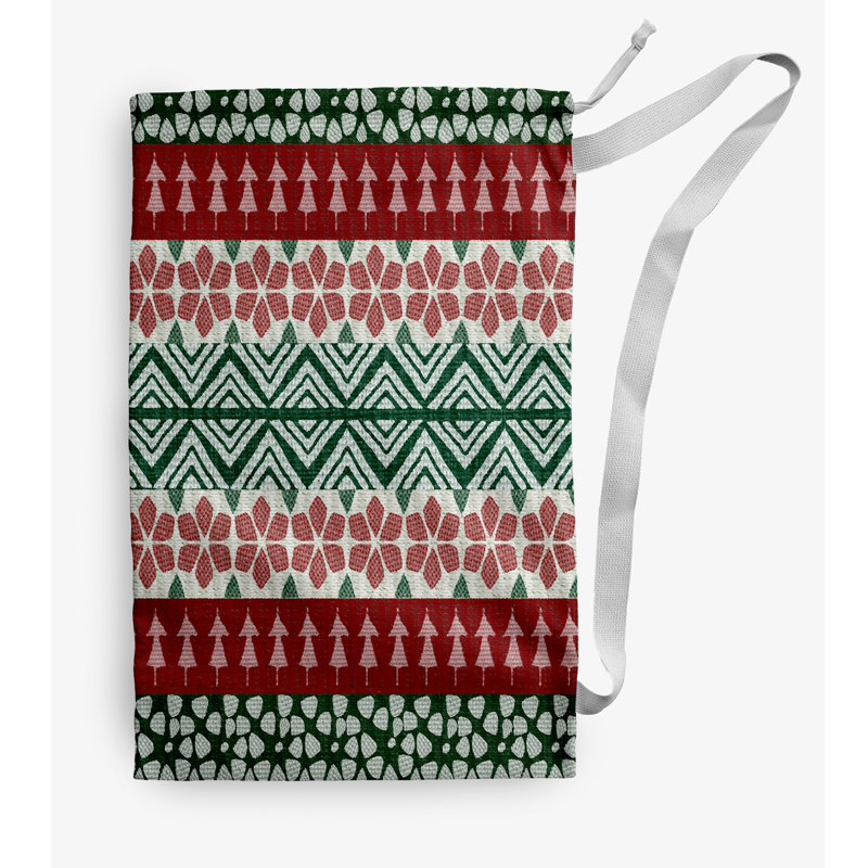 Sac à linge Fairisle Christmas, Rouge / vert, Petit (H 29 po x l 18 po)