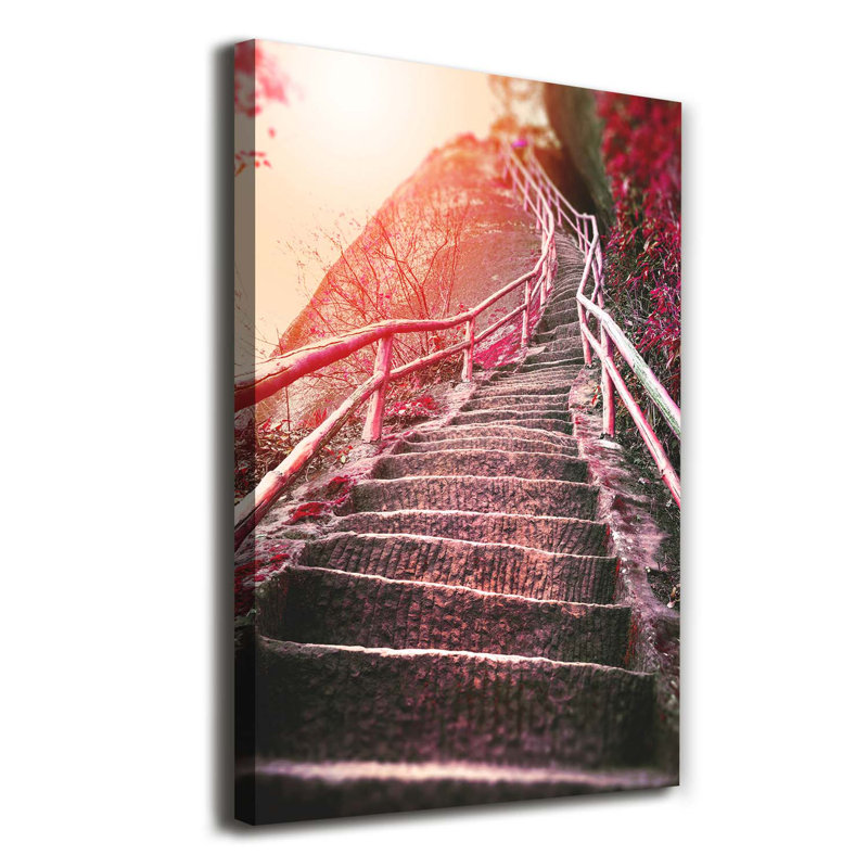 Stairs In The Mountains - Wrapped Canvas Print