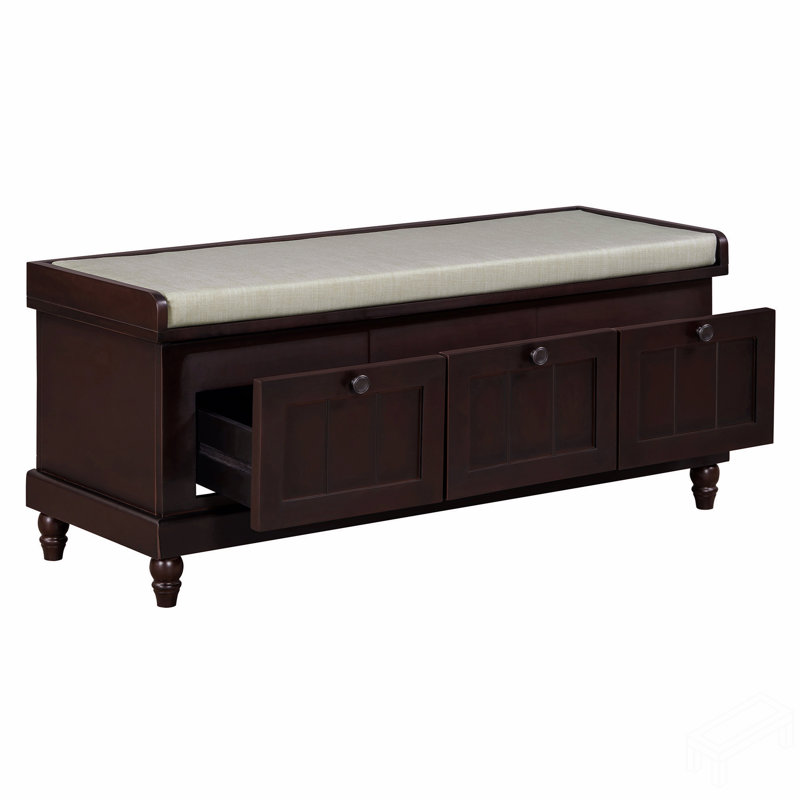 Banc de rangement rembourré 3 tiroirs Classic, Espresso