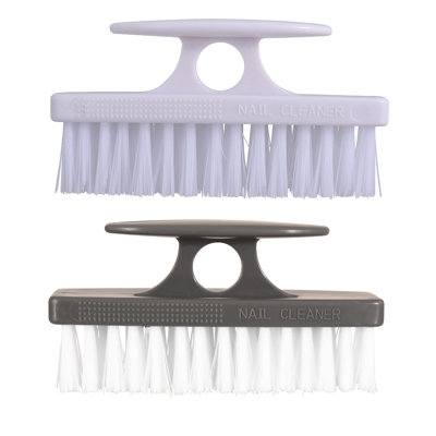 Superio brosse à ongles pour nettoyer les ongles, récureur à ongles - nettoyant tout usage pour les mains, les pieds, la maison, la cuisine, le travail - petite brosse à récurer - (2, blanc / noir)