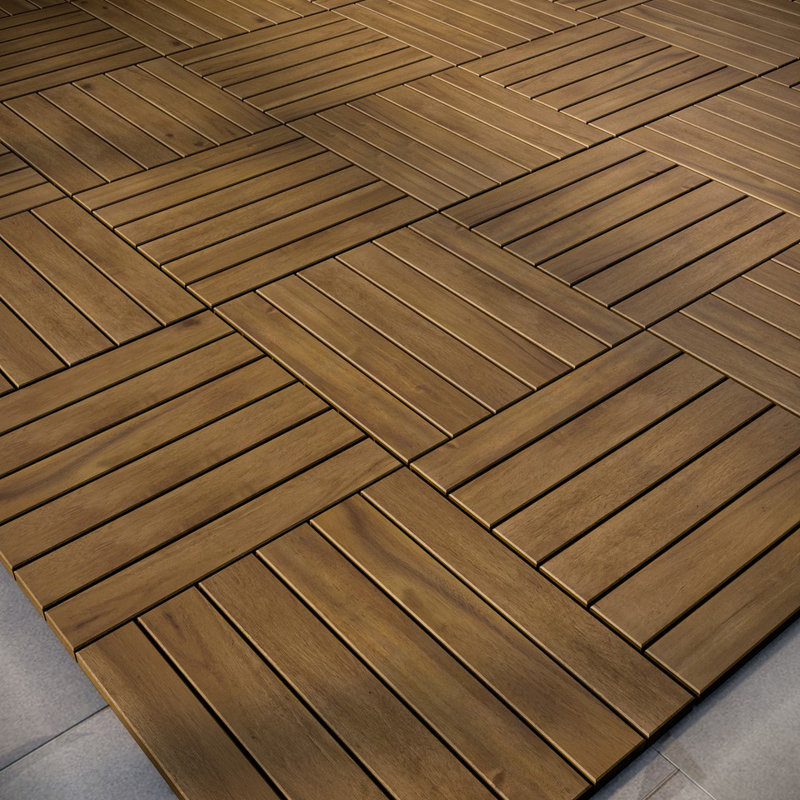 30cm L x 30cm W Solid Wood Interlocking Deck Tile, Walnut