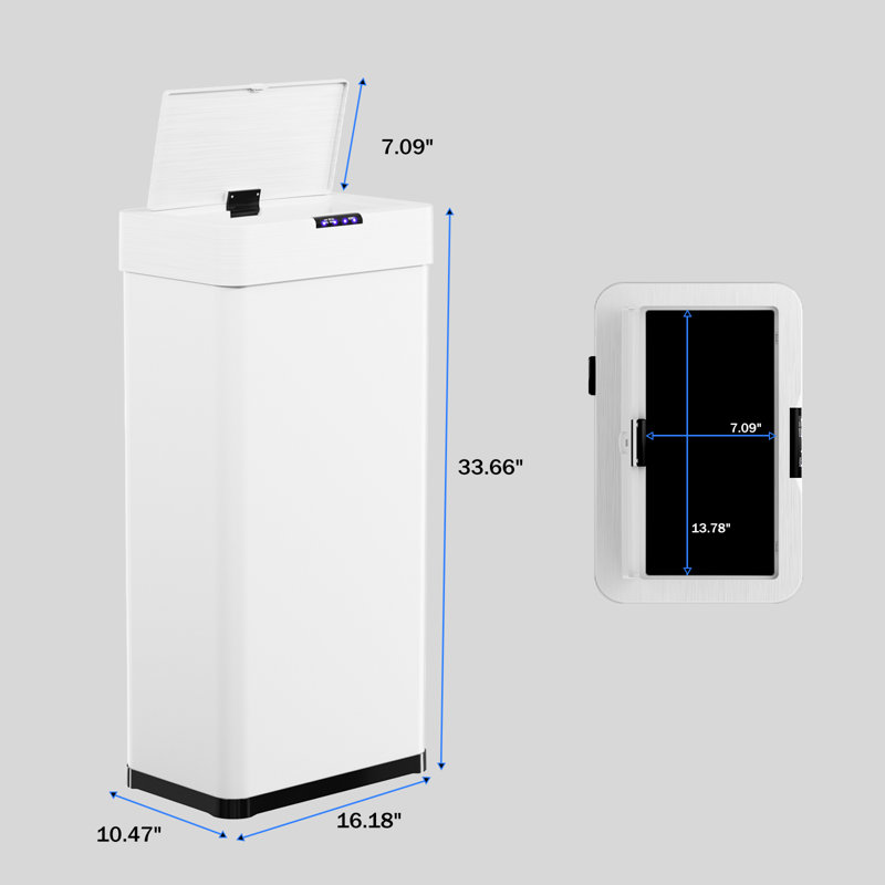 Motion Sensor Stainless Steel Trash Can, Automatic Garbage Bin, 21.1 Gallons, White