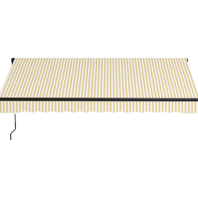 Auvent de patio 12 pi x 10 pi, abri de soleil rétractable avec fonctionnement manuel, tissu protégé de 280 g / m², structure en aluminium, manivelle beige pour terrasse, solide et cour
