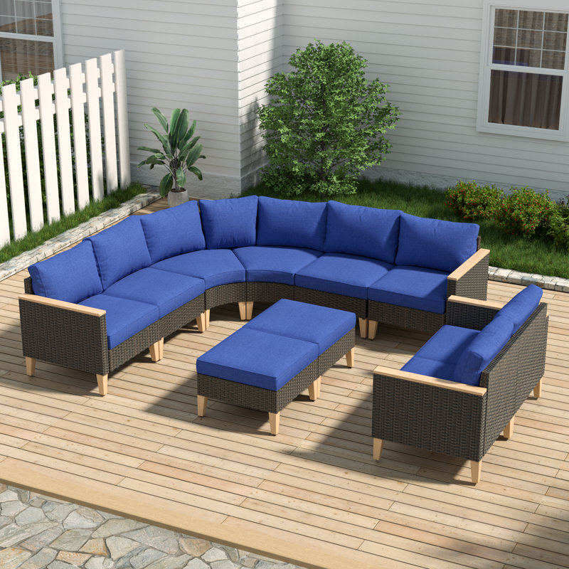 Ensemble de conversation modulaire avec coussins 10 pièces Tuule, Bleu