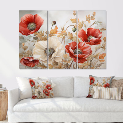 Poppies Charm In Winter Delight II - Poppies, ensemble d'art sur toile