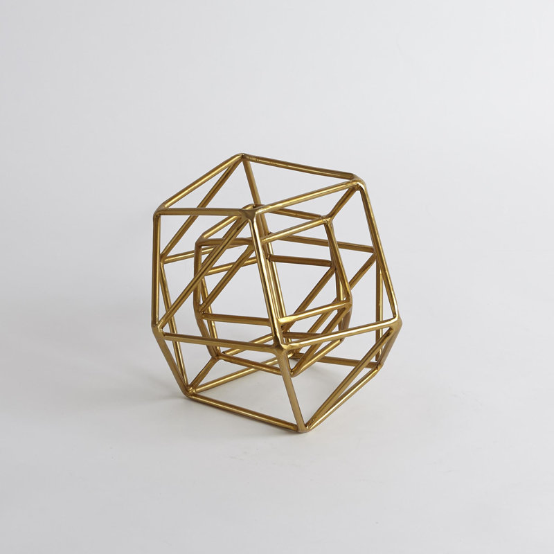 Geo Sculpture, 8" H x 10" W x 10" D, Gold