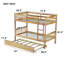 Lit superposé simple au-dessus de simple en bois d'hévéa avec lit gigogne, convertible en 2 lits simples, lit superposé simple avec échelle et barrières de sécurité, naturel