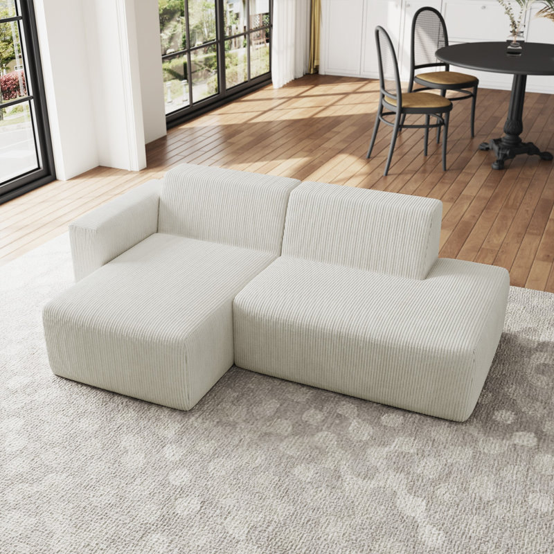 Berlare Modular Corner Sofa, Beige Corduroy, Left Hand Facing