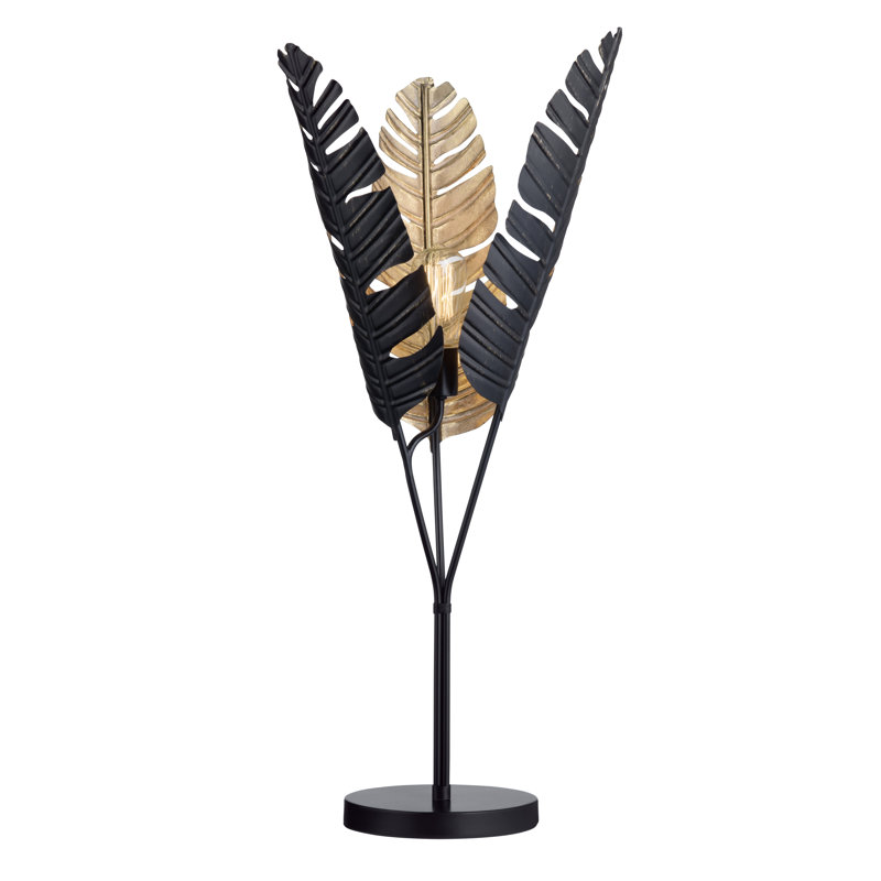34" Metal Table Lamp With Black Shade
