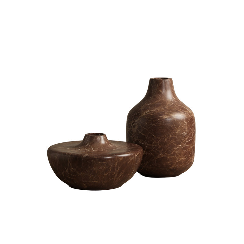 Vase Elys - aspect marbre - Moka
