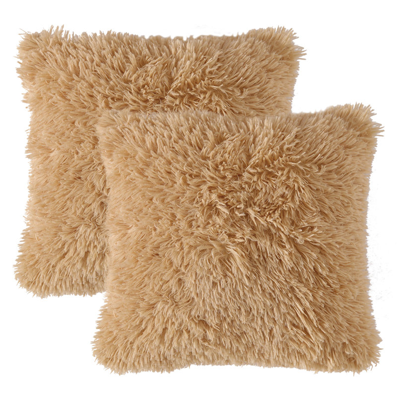 Housse de coussin carrée, 16 po x 16 po, Brun pâle