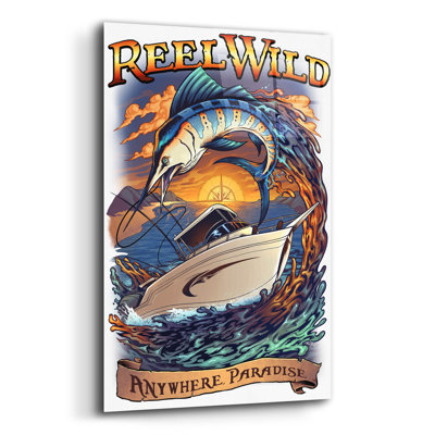 Moulinet Marlin, bateau de pêche sauvage sur plastique / acrylique par Flyland Designs Print