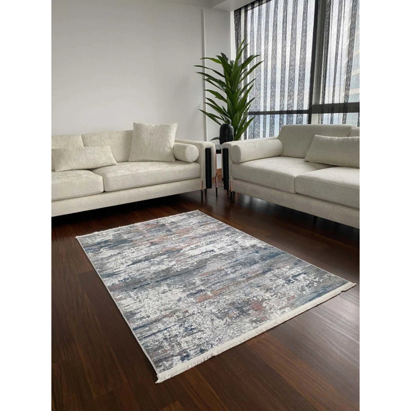 Tapis en coton avec envers antidérapant Lanney, Rectangle 3 pi 11 po x 12 pi 5 po