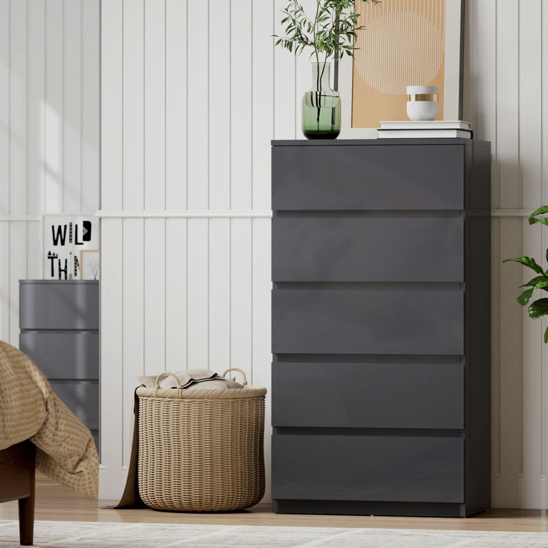 Macray 53 cm W Chest of 5 Drawers, Grey