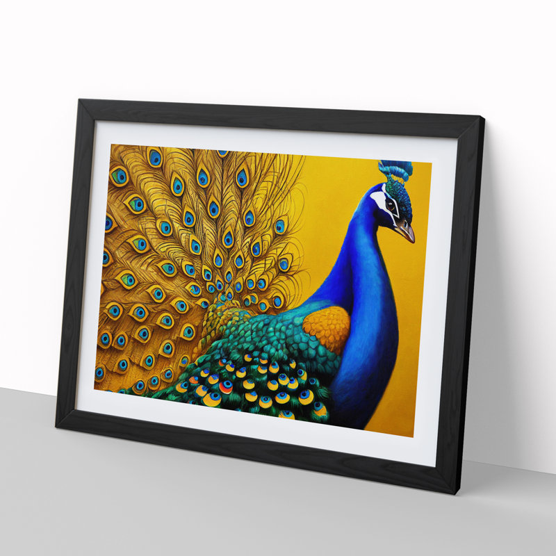 Superb Peacock - Framed Print, Black, 34cm H x 46cm W x 2cm D