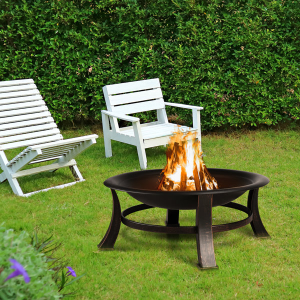 Winston Porter 30-Inch Fire Bowl Backyard Fire Pit With Mesh Screen Cover,  BBQ Grill, Log Grate, Firepit Poker, Waterproof Cover, Wood Burning Stove  For Camping, Bonfire, Patio, Park, Garden u0026 Reviews - Wayfair Canada