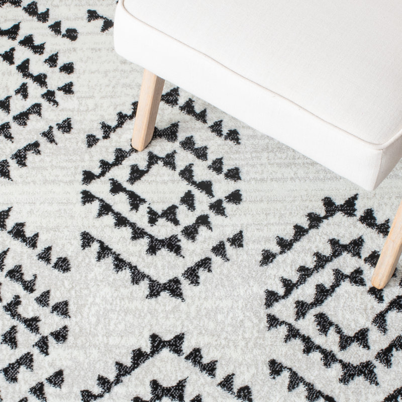 Tapis ivoire / noir Harlson Southwestern, Tapis de couloir 2 pi x 8 pi