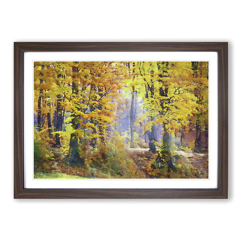 Forest in the Fall - Picture Frame Graphic Art Print, 62cm H x 87cm W x 2cm D, Walnut Framed